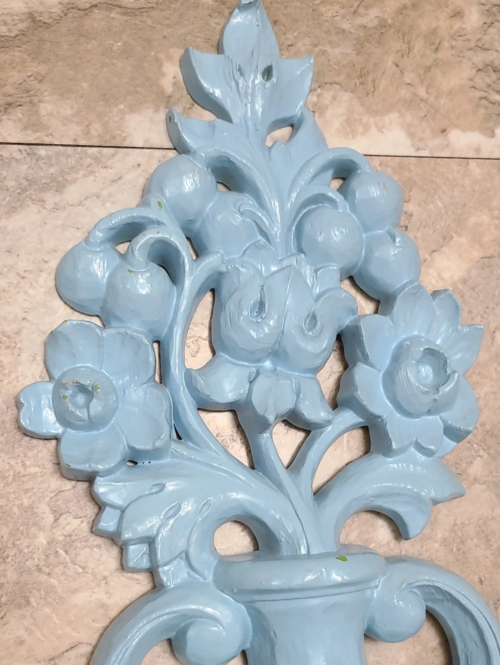 Vintage 1965 Homco Double Candle Wall Sconce Urn with Flowers Mid Century